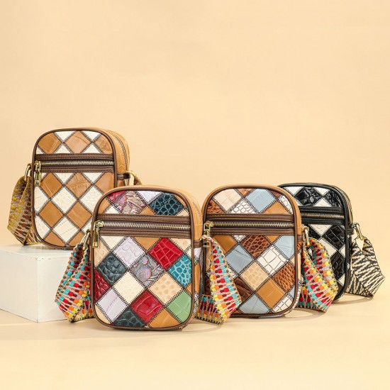 WESTAL Ladies Patchwork Shoulder Small Bag Colorful Wide Shoulder Straps Crossbody Bag Genuine Leather Women Shoulder Bags WESTAL Ladies Patchwork Shoulder Small Bag Colorful Wide Shoulder Straps Crossbody Bag Genuine Leather Women Shoulder Bags